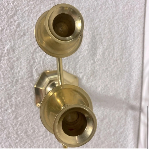 Vintage Brass 3  Candle Candelabra Candle Holder - Picture 8 of 15